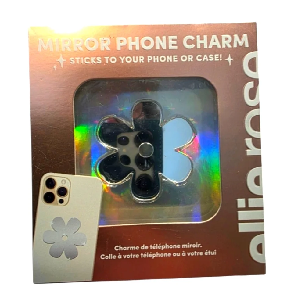 Mirror Phone Charm In Silver NEW